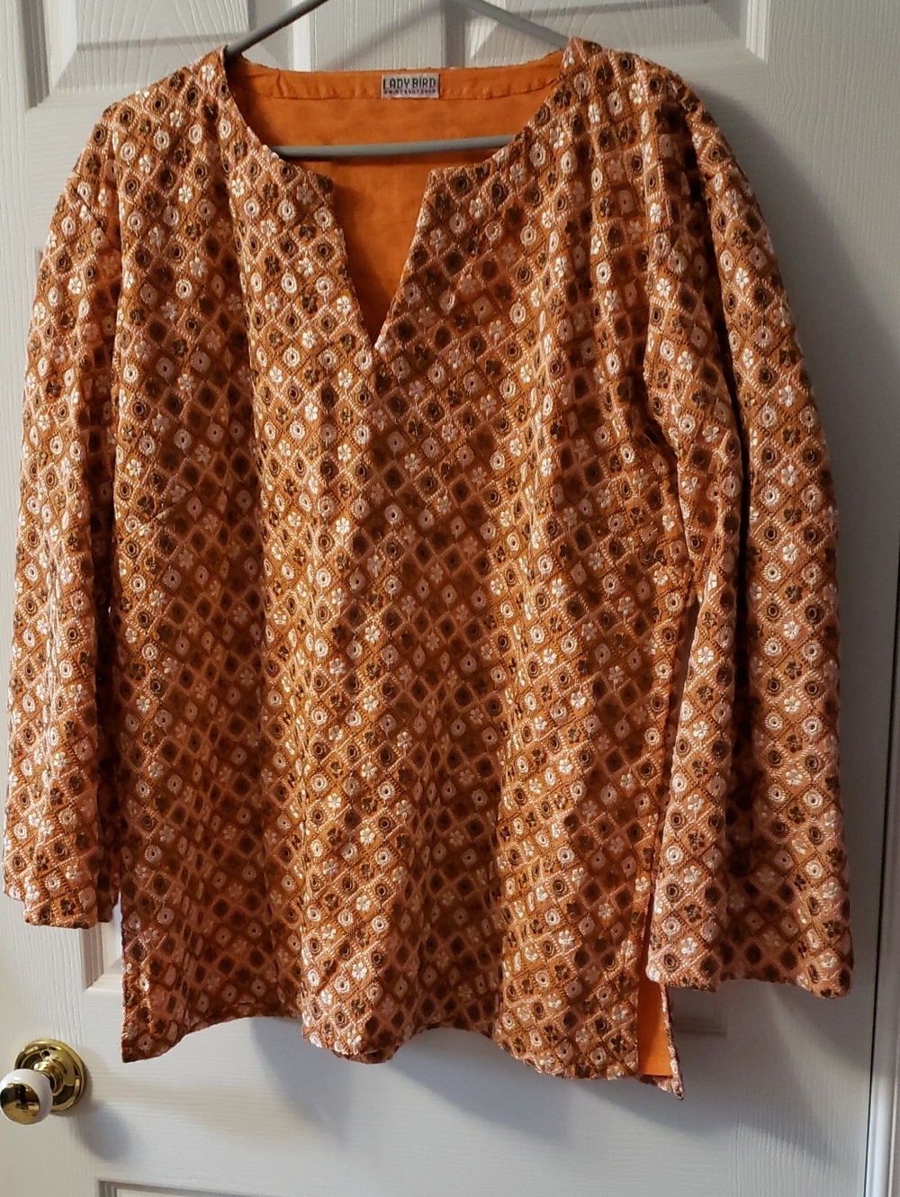 Embrodered V-Neck Tunic Top
